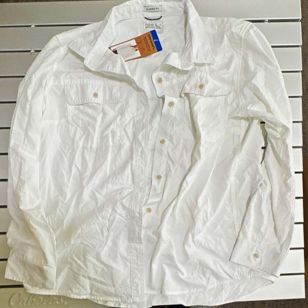 Eddie Bauer Women's Ripstop Button-Down Shirt Classic Fit UPF 50+ White L